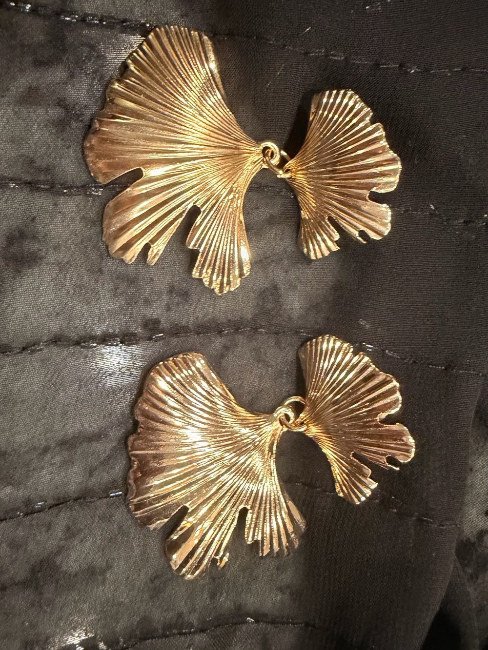 Gold Ginkgo Leaf Drop Earrings - Women Jewelry